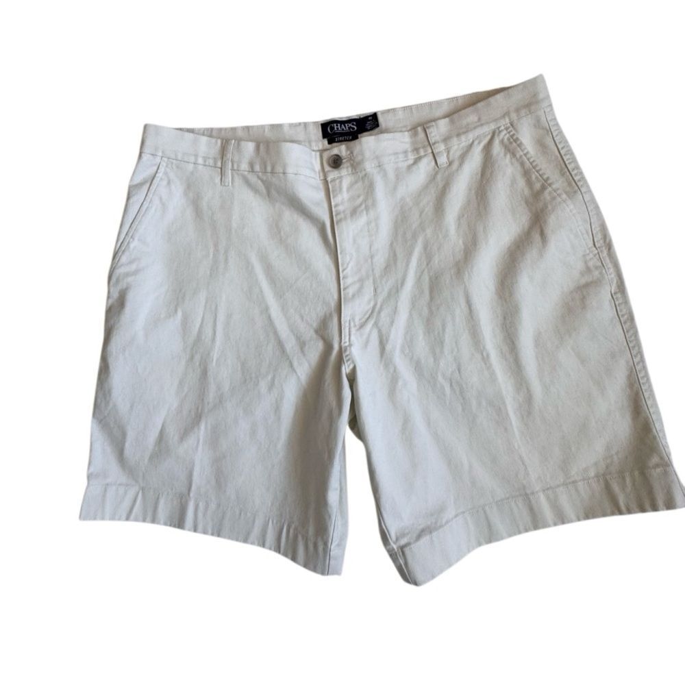 Chaps Mens White Shorts Flat Front Cotton Classic SZ 40